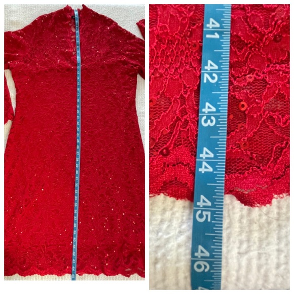 BLU SAGE Red Sequins Floral Lace Women’s Midi Dress Size 20W - Picture 10 of 15